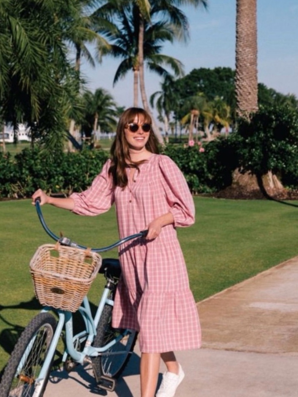 Gal Meets Glam Pink Plaid Tiered Midi Dress
